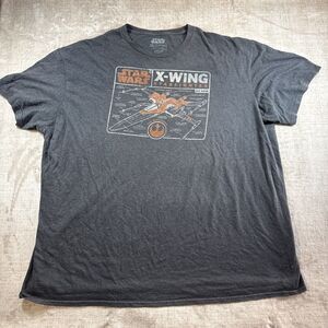 Star Wars X-Wing Diagram Blueprint 2XL Vintage Short Sleeved Gray Mad Engine